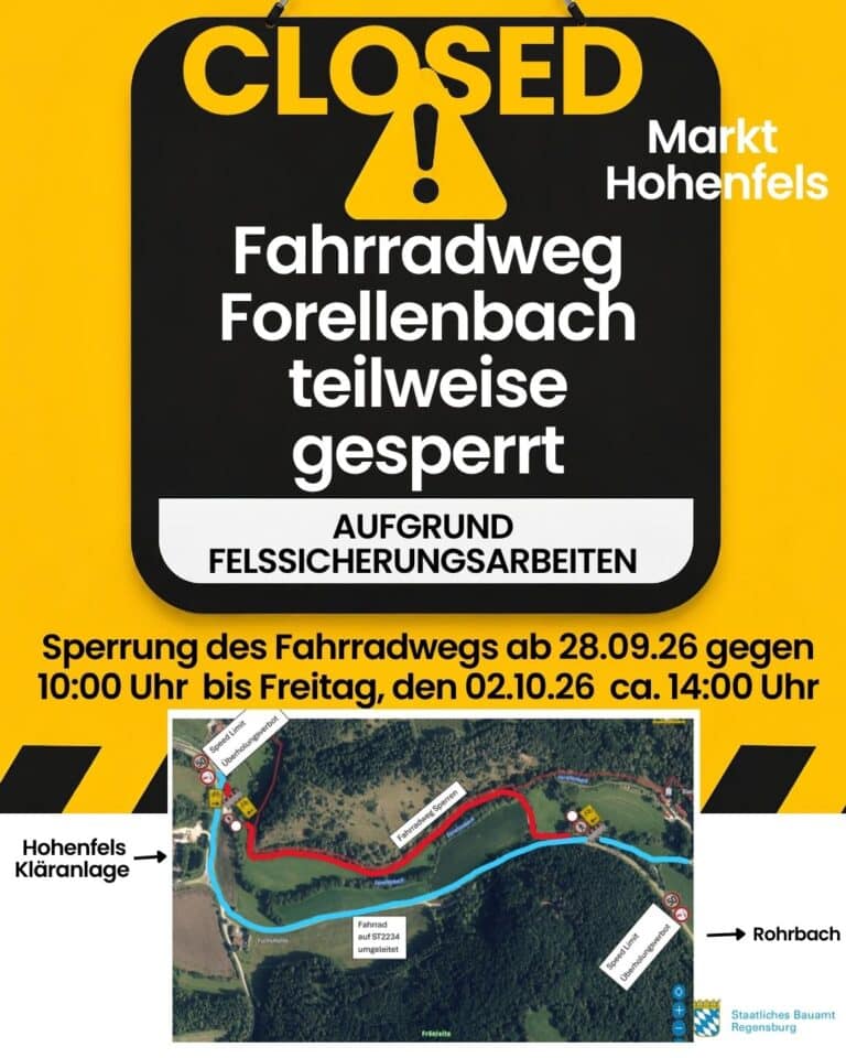 Fahrradweg Forellenbach teilweise gesperrt