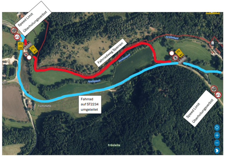 Lageplan Felssicherung Fahrradweg Forellenbach